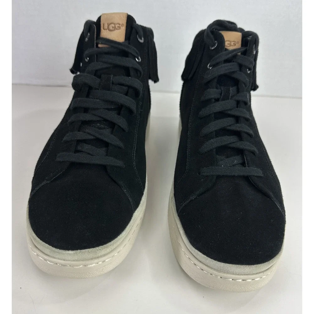UGG Cali Fringe High Top Trainer Suede Boots Men's 11.5 Black Laced Shoes Uggs - Picture 8 of 14